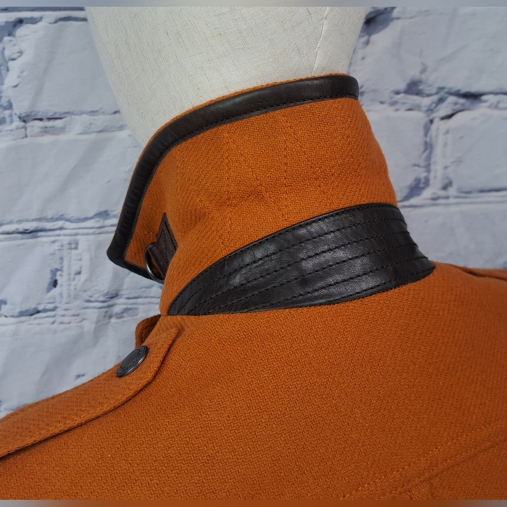 NWT Burberry Womens Jacket Cropped Moto Orange Zip Cuff Wool Cashmere 950$ 2 US - Picture 12 of 16